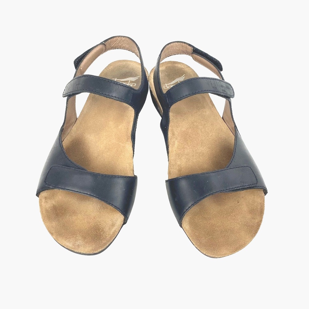 Dansko Leather Sandals Women's 9.5 Ronda Cork Footbed Adj Straps Flats Shoes 41
